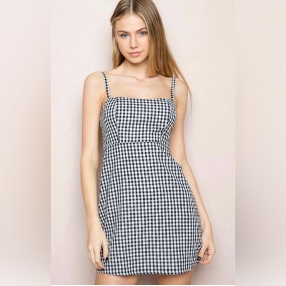 Brandy Melville Black and White Gingham Dress One Size